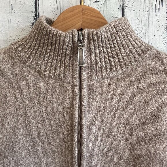 Warren & Parker Mens 1/4 Zip Sweater Size XXL Lambswool Nylon Elbow Patches Tan - Picture 2 of 12